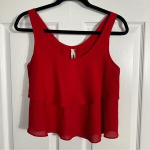 Paper Crane size small chiffon scalloped layered crop top, sleeveless, summer